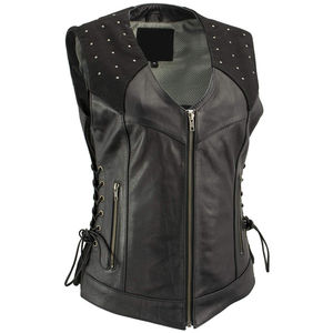 Gilet en cuir pour moto pour hommes et femmes, nouveau design de club de motards, gilet en cuir véritable perforé, prix de gros à bas prix - Product Image 5
