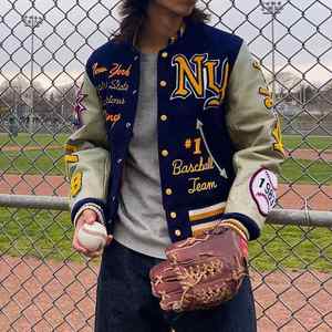 Venta al por mayor de fábrica OEM alta calidad logotipo personalizado bordado Diseño manga béisbol Letterman chaqueta para los hombres - Product Image 6