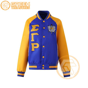 Chaqueta Universitaria Personalizada de Seda 100% con Bordado de Satén Sigma Gamma Rho, Acolchada, de Alta Calidad, Transpirable, para Mujeres - Product Image 5