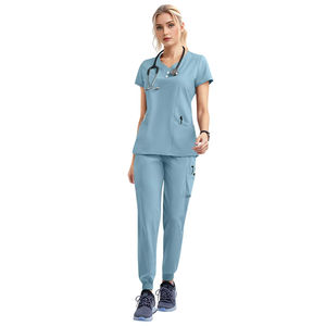 Uniformes de hospital transpirables más vendidos, uniformes médicos con cremallera para hombres y mujeres, logotipo personalizado, conjunto de uniforme de Enfermería de manga corta - Product Image 6