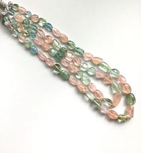 ลูกปัดมอร์แกไนต์ธรรมชาติทรงกลมเรียบ สำหรับทำเครื่องประดับอัญมณี สร้อยคอ - Product Image 2