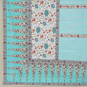 Turquoise Blue <b>Floral</b> Print 240 TC 100% Cotton Double <b>Bed</b> <b>Sheet</b> Set with 2 Pillow Covers 3-Piece Home Use Collection (SHKV1031) - Product Image 5