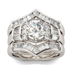 Juego de Anillos de Plata de Ley con Diamantes de Corte Redondo Art Deco de 3 Piezas Jeulia - Product Image 1