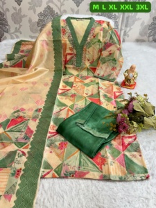 Vêtements ethniques indiens Jarna soie de qualité supérieure avec pantalon Kurti travaillé à la main et Dupatta exportateur et fournisseur indiens vente entière - Product Image 4