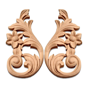 Appliques décoratives en bois massif, appliques en bois sculpté pour armoires, design intérieur traditionnel intemporel, appliques pour meubles - Product Image 1