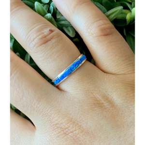 Navajo Handcrafted Blue Opal <b>Man</b>-Made & Sterling <b>Silver</b> <b>Ring</b> for Everyday Wear - Product Image 2