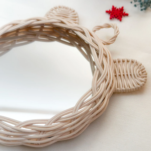 Espejo Decorativo de Ratán con Forma de Oso, Decoración de Pared Infantil Tejida a Mano con Ratán Natural - Product Image 2