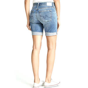 Shorts décontractés d'été pour femme, taille haute, coupe droite, en denim brodé, style personnalisé, délavé, sexy, grande taille, avec poches - Product Image 2