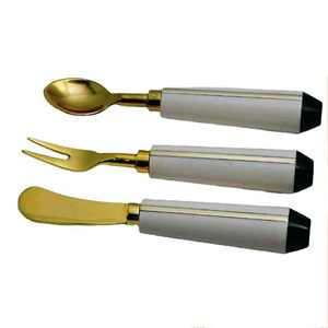 Juego de cubiertos de acero inoxidable de 5 piezas de plata pulida VENTA CALIENTE Cubiertos Selandia Rattan Salad Server Set de 2 HECHO EN INDIAA - Product Image 6