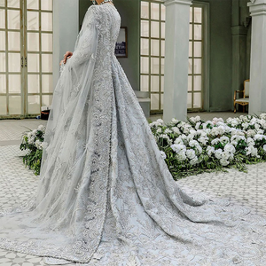 MOQ bajo estilo moderno vestido de novia bordado personalizado de manga larga tela transpirable servicio OEM personalizado mujeres vestido de novia - Product Image 3