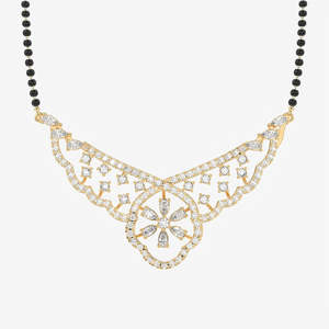 Mangalsutra en or 14 carats pour femmes avec diamant cultivé en laboratoire, bijoux culturels de collection - Product Image 1