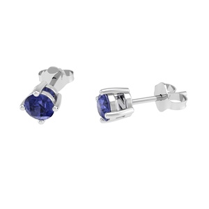 Orecchini a Perno in Argento Sterling 925 con Tanzanite Naturale Taglio Rotondo 4mm, Gioielli alla Moda - Product Image 3