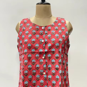 Camisetas sin Mangas de Algodón con Estampado Floral Ecológicas para Mujer, Estilo Japonés, Ligeras, con Botones Delanteros, Casuales para el Día a Día - Product Image 1