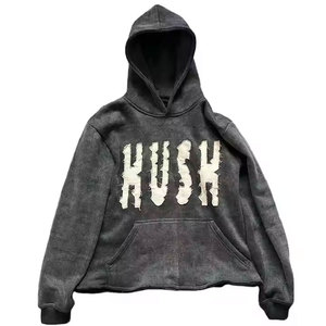 เสื้อฮู้ดผู้ชายแบบสวมหัวโอเวอร์ไซส์ปักลายกรดซีดจางวินเทจ - Product Image 1