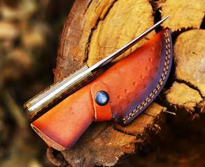 Hecho a mano Damasco Full Tang cuchillo de hoja fija Mini bolsillo estilo vaquero para caza y Camping elegante cuchillo EDC - Product Image 6