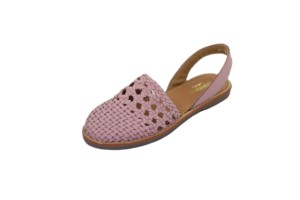 Sandalias Planas Tejidas Rosas para Mujer con Recortes, Punta Redonda, Parte Superior de Cuero, Transpirables, Diseño Sólido, Tendencia de Moda, Calzado Casual - Product Image 2