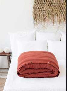 300TC Stonewashed Cotton 3Pcs Solid <b>Red</b> Boho Duvet Cover <b>Set</b> King Size Quilt <b>Bedding</b> with 2 Pillow Cases for Home Hotel Use - Product Image 4