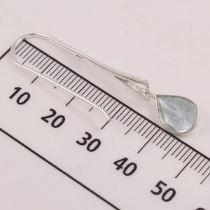 Pendientes de piedras preciosas de Topacio Azul, pendientes redondos de piedra azul de plata de ley sólida 925 para mujeres y niñas, pendientes colgantes de plata, plata - Product Image 3