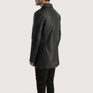 Abrigo Urbano Estilo Gabardina, Corte Entallado, con Capucha de Cuero Negro, Estilo Vintage Informal, Relleno de Lana, Estampado, Largo, para Otoño e Invierno - Product Image 5