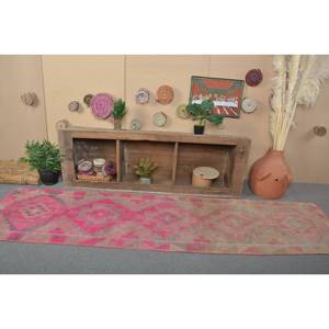 Modern Vintage Turkish Rug Pink <b>Brown</b> Large 260 X 1020ft Rectangle <b>Wool</b> Latex Backing-for Teen's Room Halls Bedrooms Patchwork - Product Image 3