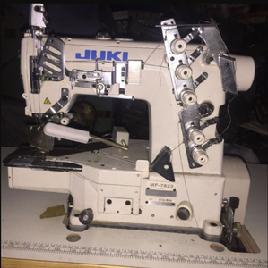 Máquina de coser industrial Juki 7823 usada, con mango de plástico OEM, accionamiento directo, cama cilíndrica, puntada interlock y plana, con cortahilos automático. - Product Image 4