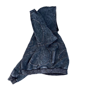 Nouveau design personnalisé pull à manches longues surdimensionné lavage à l'acide sweat à capuche hommes lavé noir Vintage Faded Distress Hoodies - Product Image 5