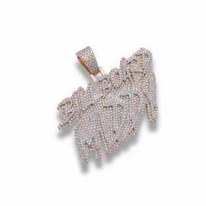 Collar Grande de Plata 925 Chapado en Oro Rosa con Letra Inicial Personalizada de Rapero, Diamantes Moissanite, Estilo Hip Hop, para Fiestas - Product Image 1