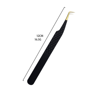 Pinces à épiler en acier inoxydable de haute qualité, pointe en fibre dorée noire à 45 et 90 degrés, logo personnalisé de Noël, marque privée - Product Image 5