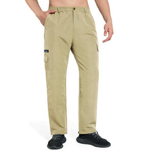 Pantalon cargo pour homme Taille haute élastique avec cordon de serrage Sports décontractés avec poche tricotée Logo personnalisable pour pantalon pour homme d'automne - Product Image 3