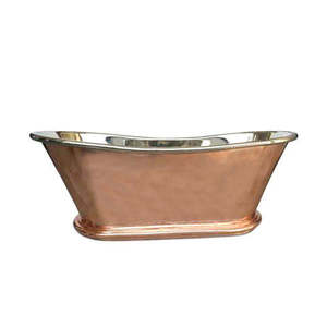 Baignoire autoportante en cuivre de style luxueux or et blanc pour hôtel et maison avec finition décorative en cuivre - Product Image 6