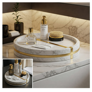 Bandeja de tocador de mármol ecológica, organizador de baño de piedra sostenible, precios al por mayor, proveedor confiable de Alibaba - Product Image 2