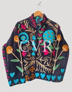 Hand Embroidered Floral Coat Full Sleeve Bohemian Style Turn-<b>down</b> Collar Cotton Outerwear for Women Spring Casual - Product Image 3