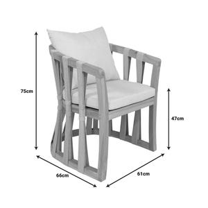 Fauteuil moderne Morani Pakoworld en bois de teck, structure en bois, tissu, fauteuil de loisirs pour salon, appartement, utilisation en extérieur, en teinte naturelle - Product Image 6