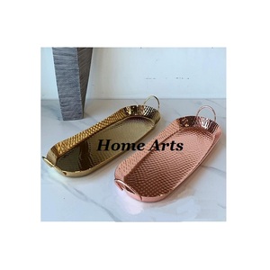 Plateau de service alimentaire martelé en acier inoxydable Plateau de service de dattes de dessert de forme ronde fait à la main pour les meilleures ventes - Product Image 2