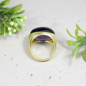 Bague en argent sterling délicate faite à la main cabochon ovale améthyste violette naturelle 22x15mm plaqué rhodium expert en bijoux fins - Product Image 3