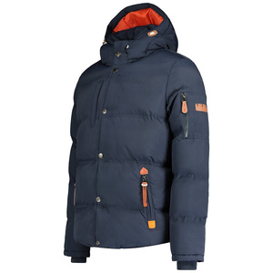 Dernière veste matelassée à fermeture éclair pour hommes avec manchette élastique à capuche Veste d'hiver spéciale légère et chaude isolée avec patchs personnalisés - Product Image 4