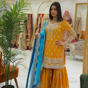 ชุดเดรสสตรีสไตล์บอลลีวู้ดชุดปาร์ตี้ผ้าจอร์เจีย - Product Image 1