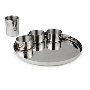Vente en gros de haute qualité en acier inoxydable Thali fait à la main ensemble de dîner au design classique pour offrir des ensembles de vaisselle en métal spécial Diwali - Product Image 2