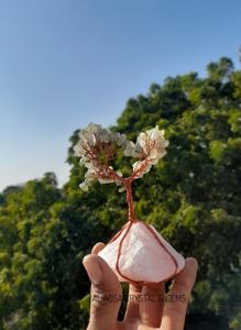 ต้นไม้หินอะเวนเจอรีนสีเขียวธรรมชาติคุณภาพพรีเมียมทำมือพร้อมฐานโรสควอตซ์ ของตกแต่งบ้าน ของที่ระลึก หินกึ่งมีค่า ขายส่ง - Product Image 5