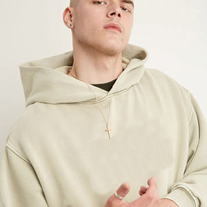 Sweat à capuche surdimensionné en coton délavé à l'acide, poids lourd, sans cordon de serrage, pull Streetwear, patchs de broderie personnalisés pour hommes - Product Image 5