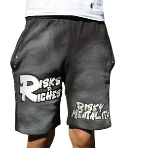 Custom Embroidery Vintage Cotton French Terry <b>Men's</b> <b>Shorts</b> With Drawstring Custom Acid Wash Printed Rhinestone <b>Men's</b> <b>Shorts</b> - Product Image 5