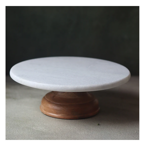 Soporte de pastel de mármol Forma redonda Base de madera Artesanía Artículo de postre Soporte de pastel de mármol redondo Artesanías - Product Image 1