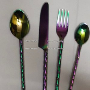 Ensemble de couverts arc-en-ciel ensemble de vaisselle en acier inoxydable coloré ensemble de vaisselle colorée pour 4 - Product Image 5