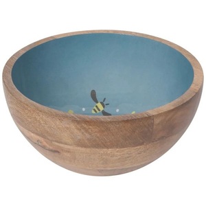 Tazón de ensalada de madera decorativo de esmalte hecho a mano de moda diseño impreso tazón de madera de mango para uso multiusos - Product Image 4