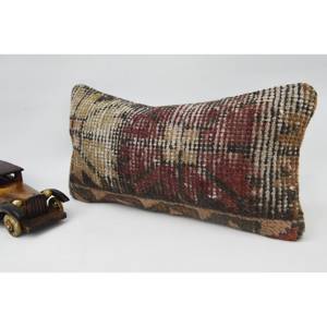 Almohada de lana de retazos Kilim Beige de lujo, cojín decorativo de 8x16 pulgadas, técnica de tejido esponjoso Vintage para ropa de cama, sofá, Navidad - Product Image 3