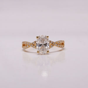 Anillo fino de oro macizo de 18 quilates certificado por IGI, anillo de compromiso de diamante de corte ovalado cultivado en laboratorio, regalo de moda de lujo para mujer - Product Image 1