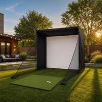 Filet de simulateur de golf robuste en acier, résistant aux intempéries, écran double couche anti-impact, réduction du bruit, taille personnalisée, portable pour l'entraînement