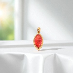 Marquise Ruby Quartz Gemstone Charms Pendentif-Argent 925 Plaqué Or Femmes Pendentif-Vente en gros DIY Making Collier - Product Image 1