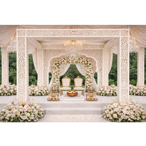 Mandap contemporain découpé au laser pour mariages abordables, mandap de mariage luxueux sculpté, construction légère en métal, Inde - Product Image 2