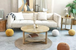Table basse ronde moderne en bois massif, table d'appoint minimaliste - Product Image 2